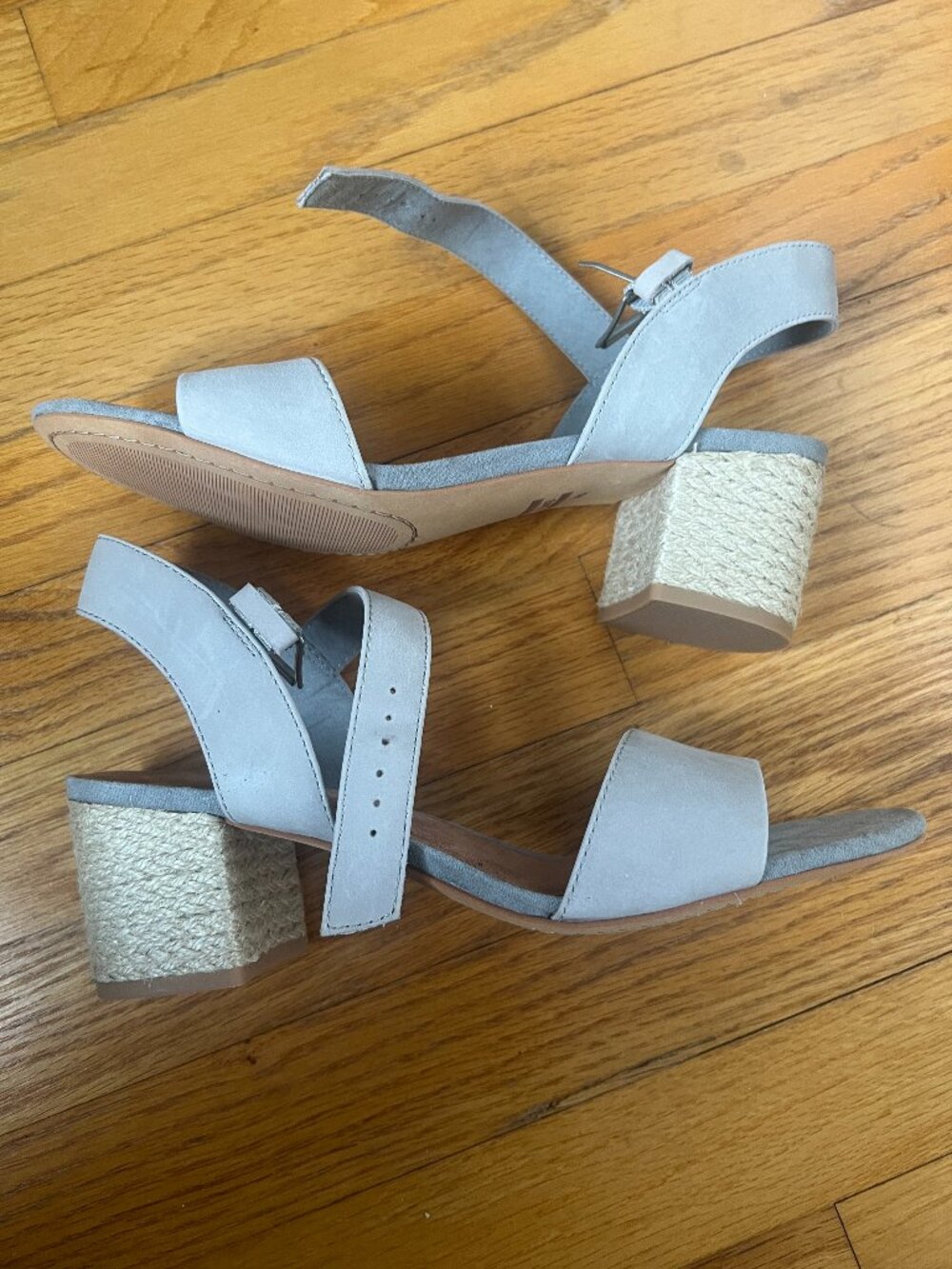 Tom's Gray Suede Jute Block Heels, sz 9, NWOT